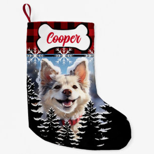 Petite Chaussette De Noël Rouge rustique, plaid de buffle noir