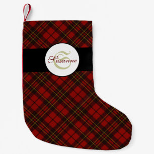 Petite Chaussette De Noël Rouge tartan Noël plaid hiver motif Monogramme