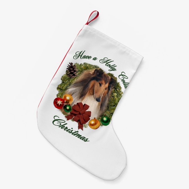 Petite Chaussette De Noël Rough Collie Noël (Devant (Accrochage))