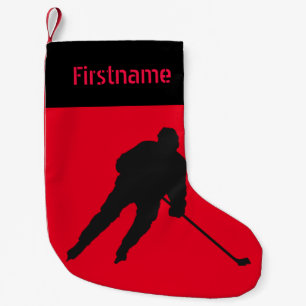 Petite Chaussette De Noël Roulement de Noël de hockey sur glace - rouge joue