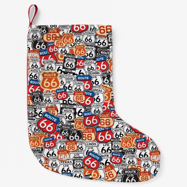 Petite Chaussette De Noël Route 66 Signes routiers (Devant)