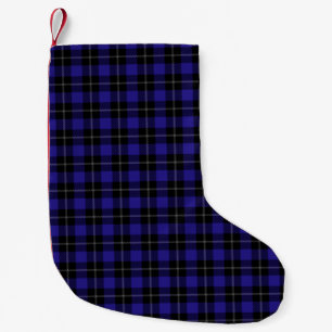 Petite Chaussette De Noël Royal Blue Black Plaid