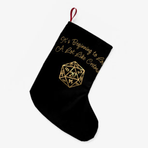 Petite Chaussette De Noël RPG Critmas   Gold Retro Tabletop Roleplayer Dice