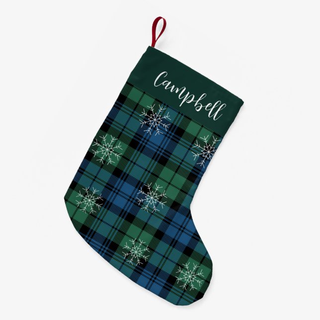 Petite Chaussette De Noël Rustique Plaid Campbell Tartan Green Farmhouse (Devant (Accrochage))