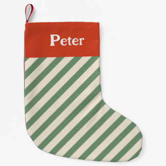 Petite Chaussette De Noël Sage vert minimal diagonale de Noël