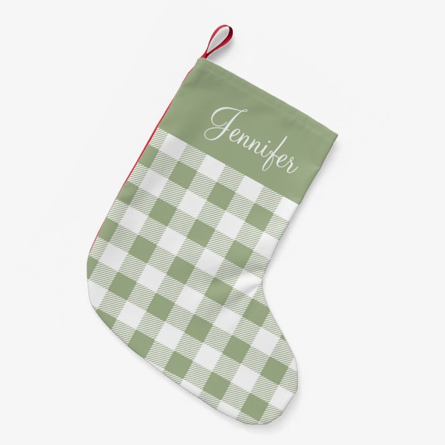 Petite Chaussette De Noël Sage vert personnalisé (Devant (Accrochage))