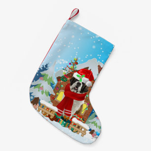 Petite Chaussette De Noël Saint Bernard chien avec cadeaux de Noël