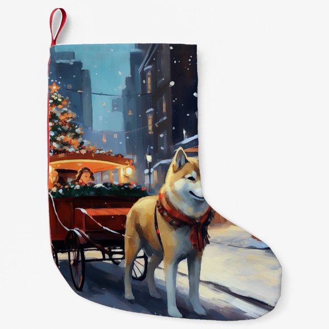 Petite Chaussette De Noël Saison de Noël Akita (Devant)
