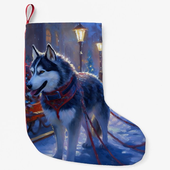 Petite Chaussette De Noël Saison de Noël Sibérienne Husky (Devant)