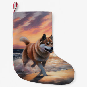 Petite Chaussette De Noël Sandy Paws Akita Chien sur le coucher du soleil de