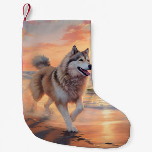 Petite Chaussette De Noël Sandy Paws Alaskan Malamute Chien sur le coucher d