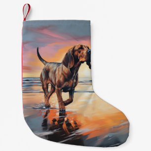 Petite Chaussette De Noël Sandy Paws Bloodhound Dog on Beach Sunset