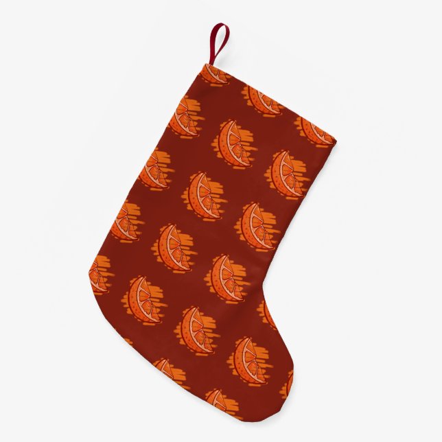 Petite Chaussette De Noël Sang Motif de fruits orange (Devant (Accrochage))