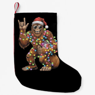 Petite Chaussette De Noël Santa Bigfoot Lumières de Noël Rock Drôle 
