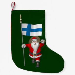 Petite Chaussette De Noël Santa Claus Avec L'Enseigne Finlande