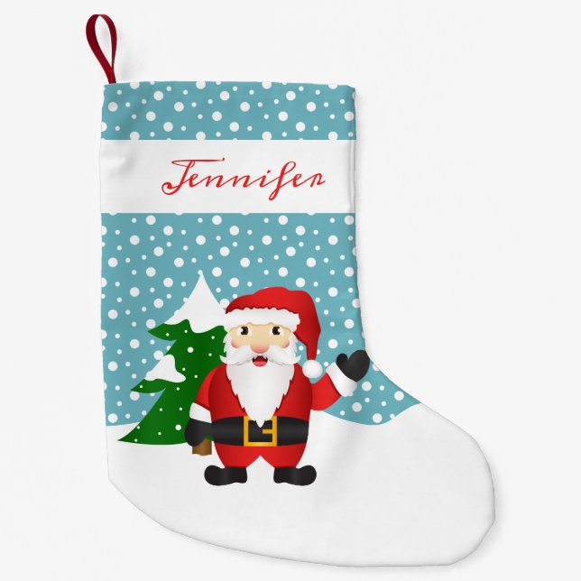 Petite Chaussette De Noël Santa Claus d'hiver mignon Avec Nom Personnalisé (Devant)