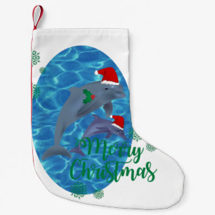 Petite Chaussette De Noël santa claus joyeux noël dauphins stockage