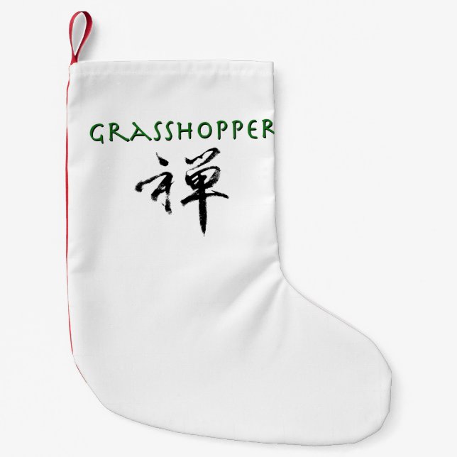 Petite Chaussette De Noël Sauterelle avec le symbole de "zen" (Devant)