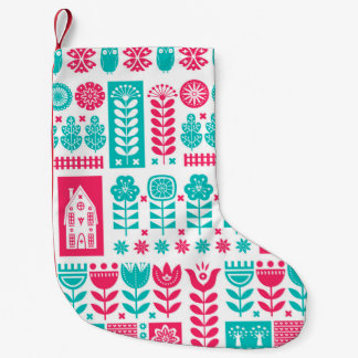 Petite Chaussette De Noël Scandinavian folk art seamless vintage pattern wit