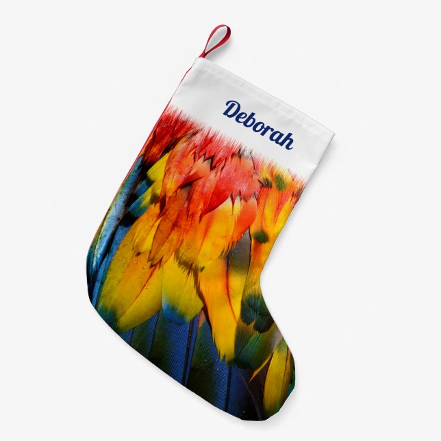 Petite Chaussette De Noël Scarlet Macaw Oiseau tropical Personnalisé (Devant (Accrochage))