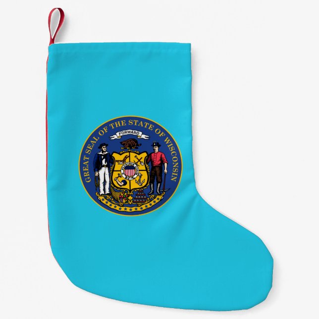 Petite Chaussette De Noël Sceau Wisconsin, sceau étatique américain (Devant)