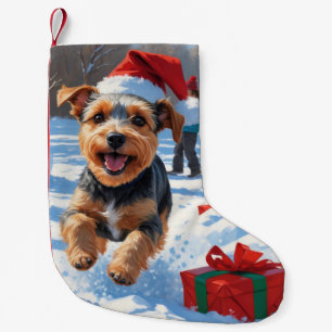 Petite Chaussette De Noël Scène de neige festive de Noël du Terrier de Biewe