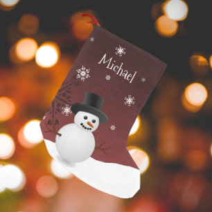 Petite Chaussette De Noël Scène d'hiver de Snowman rouge Noël Stocker