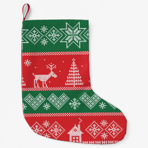 Petite Chaussette De Noël Scène d'hiver : vintage motif sans soudure
