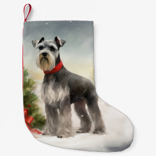 Petite Chaussette De Noël Schnauzer Chien à Noël de neige