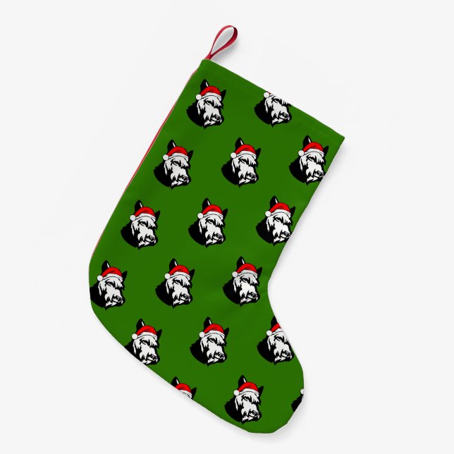 Petite Chaussette De Noël Schnauzer Chien avec Noël Santa Hat (Devant (Accrochage))