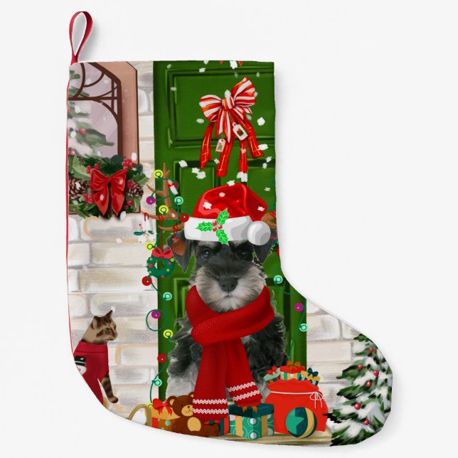 Petite Chaussette De Noël Schnauzer Chien Noël (Devant)