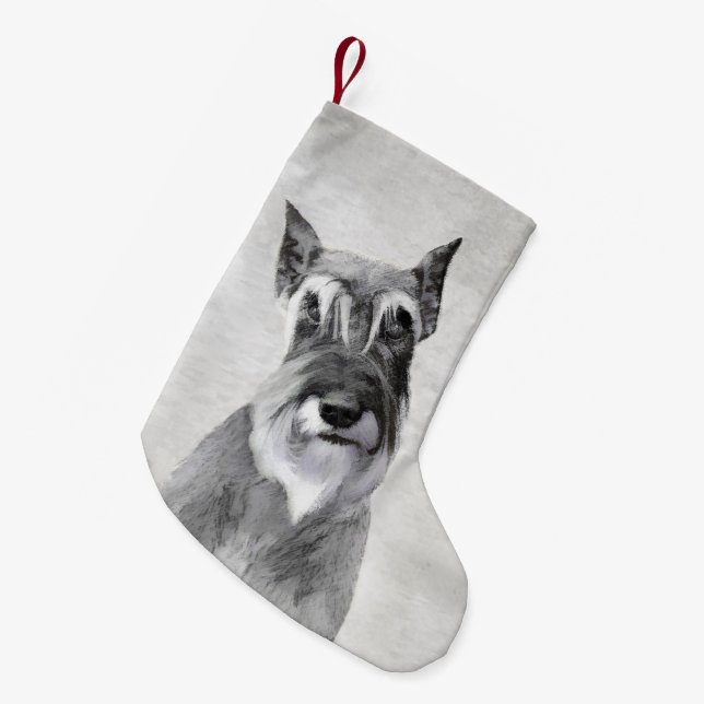Petite Chaussette De Noël Schnauzer (Giant) Peinture - Chien Art (Devant (Accrochage))
