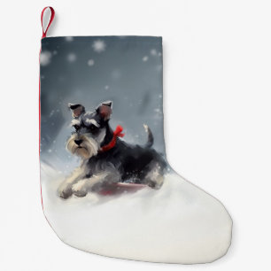 Petite Chaussette De Noël Schnauzer miniature neige de Noël hiver