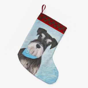 Petite Chaussette De Noël Schnauzer (Miniature) Peinture - Chien original mi
