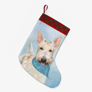 Petite Chaussette De Noël Scottish Terrier Wheaten Dog Painting Art original