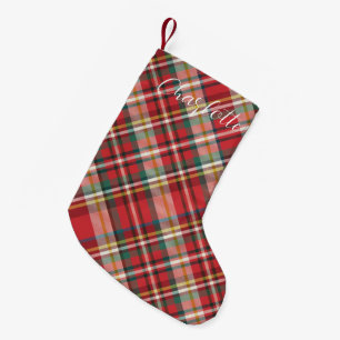 Petite Chaussette De Noël Script Faid Red Check Holiday Custom