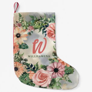 Petite Chaussette De Noël Serene Garden Wreath : Pastel Floral Elegance