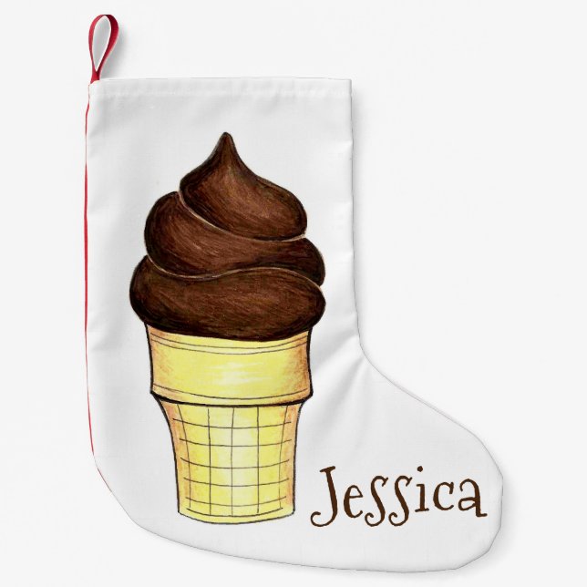 Petite Chaussette De Noël Servir Doux Chocolat Servir Le Dessert De Crème De (Devant)