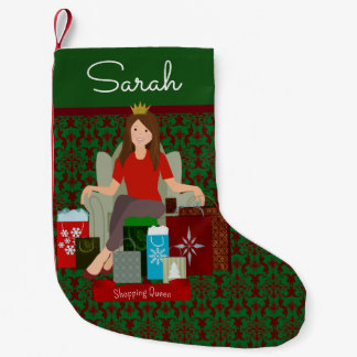 Petite Chaussette De Noël Shopping Queen Brunette Christmas Stocking