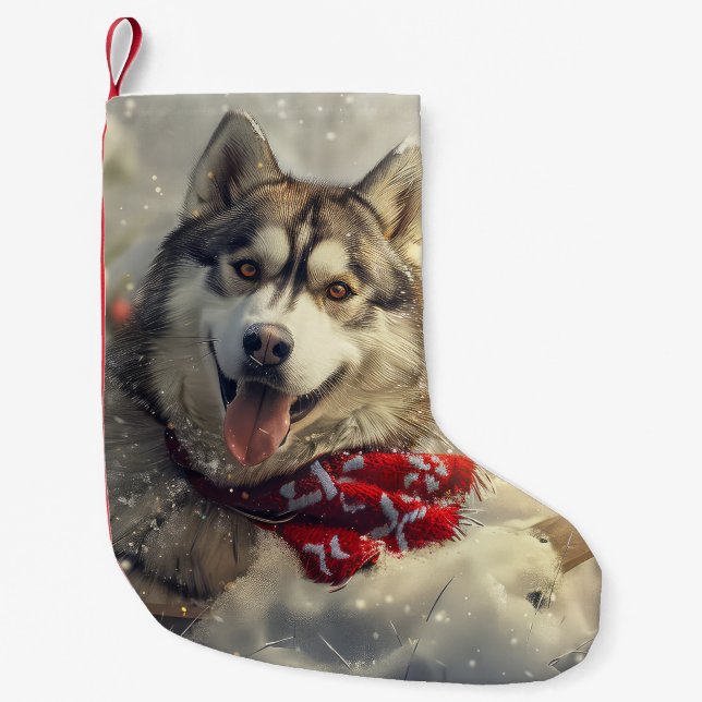 Petite Chaussette De Noël Sibérie Husky Chien Festif de Noël (Devant)