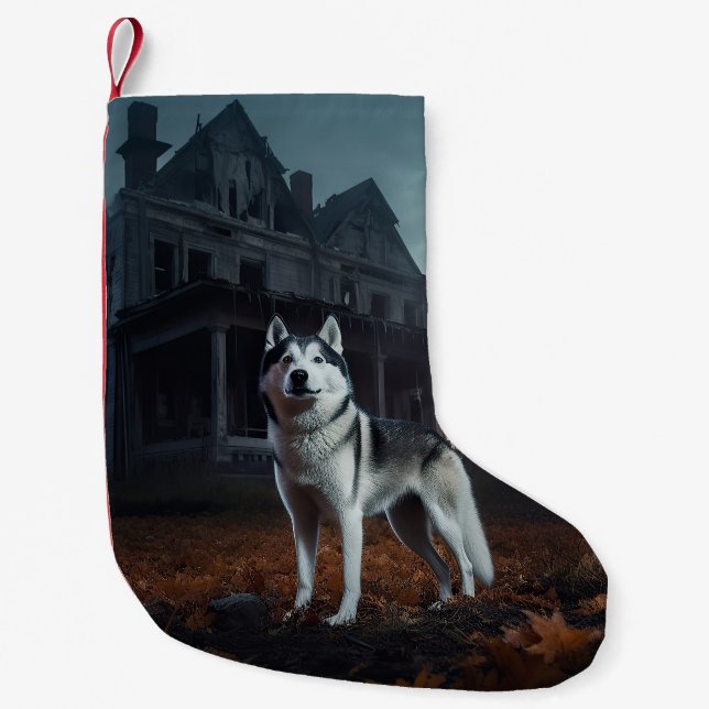 Petite Chaussette De Noël Sibérie Husky Halloween effraie (Devant)