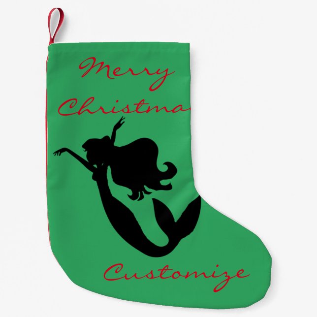 Petite Chaussette De Noël Silhouette de sirène noire Thunder_Cove (Devant)