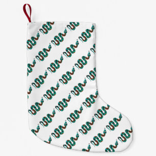 Petite Chaussette De Noël Silhouette d'impression Brown et Turquoise de serp
