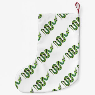 Petite Chaussette De Noël Silhouette d'impression en noir et vert serpent