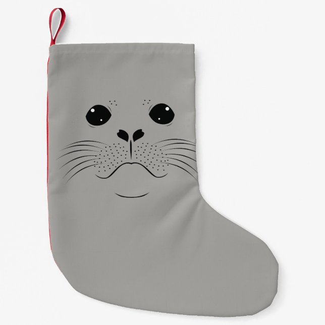 Petite Chaussette De Noël Silhouette du visage du phoque (Devant)