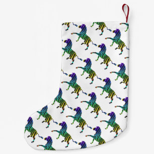 Petite Chaussette De Noël Silhouette noir et arc-en-ciel Zebra
