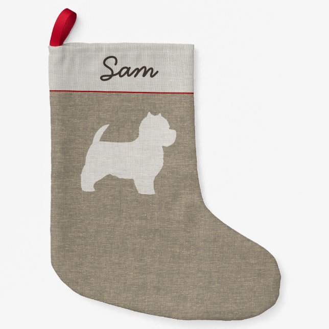 Petite Chaussette De Noël Silhouette Westie de Terrier blanc de montagne (Devant)
