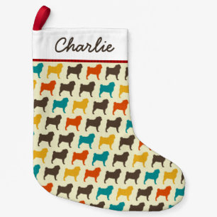 Petite Chaussette De Noël Silhouettes carlin   Chiens personnalisés