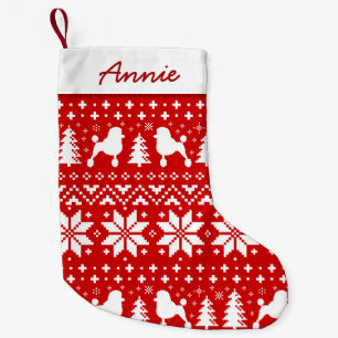 Petite Chaussette De Noël Silhouettes de caniche standard Cute Motif de vaca