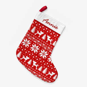 Petite Chaussette De Noël Silhouettes de Chien Chinois Plat Motif